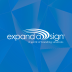 Exp white logo blue back 200x200mm